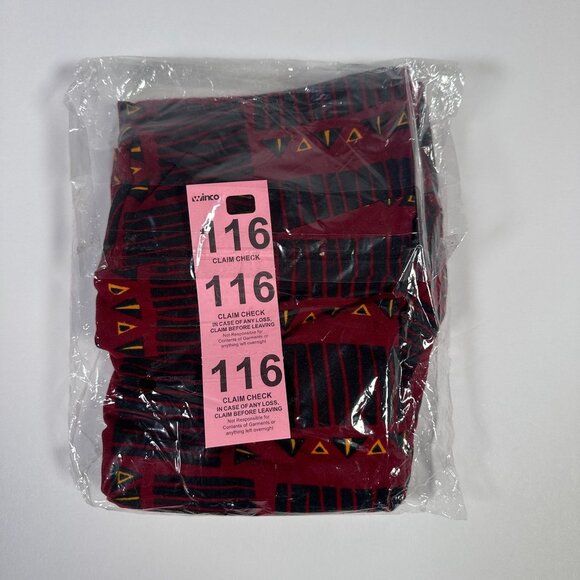 LuLaRoe Red Black Yellow Geometric Tribal Lines Shapes Geo Leggings One Size OS - Picture 6 of 6